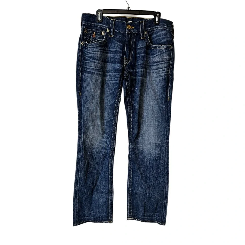 True Religion Jeans Mens 33 Ricky Straight VINTAGE Shallowmaker Skull MAD859F83